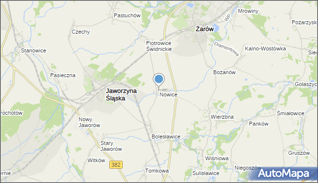 mapa Nowice, Nowice gmina Jaworzyna Śląska na mapie Targeo